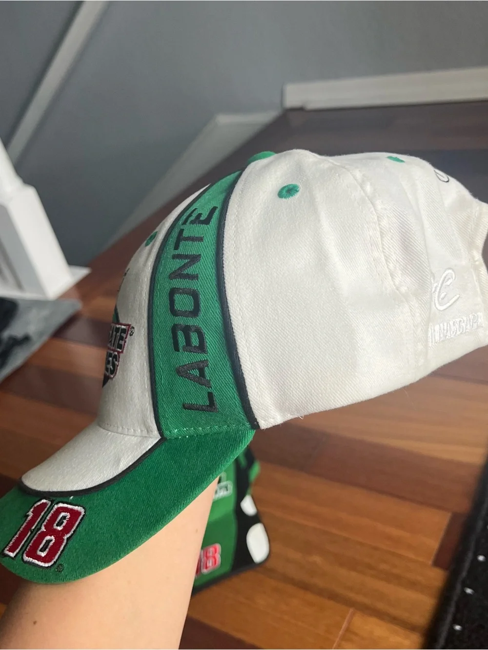 Vintage NASCAR Bobby Labonte Racing Cap in White & Green